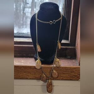 Vintage 24" Dangling Stone  Necklace